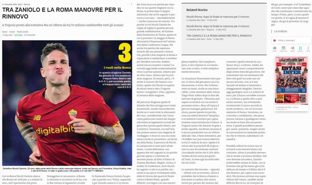 GdS - Nicolo Zaniolo - Liverpool