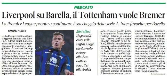Il-Tempo Liverpool Barella offer