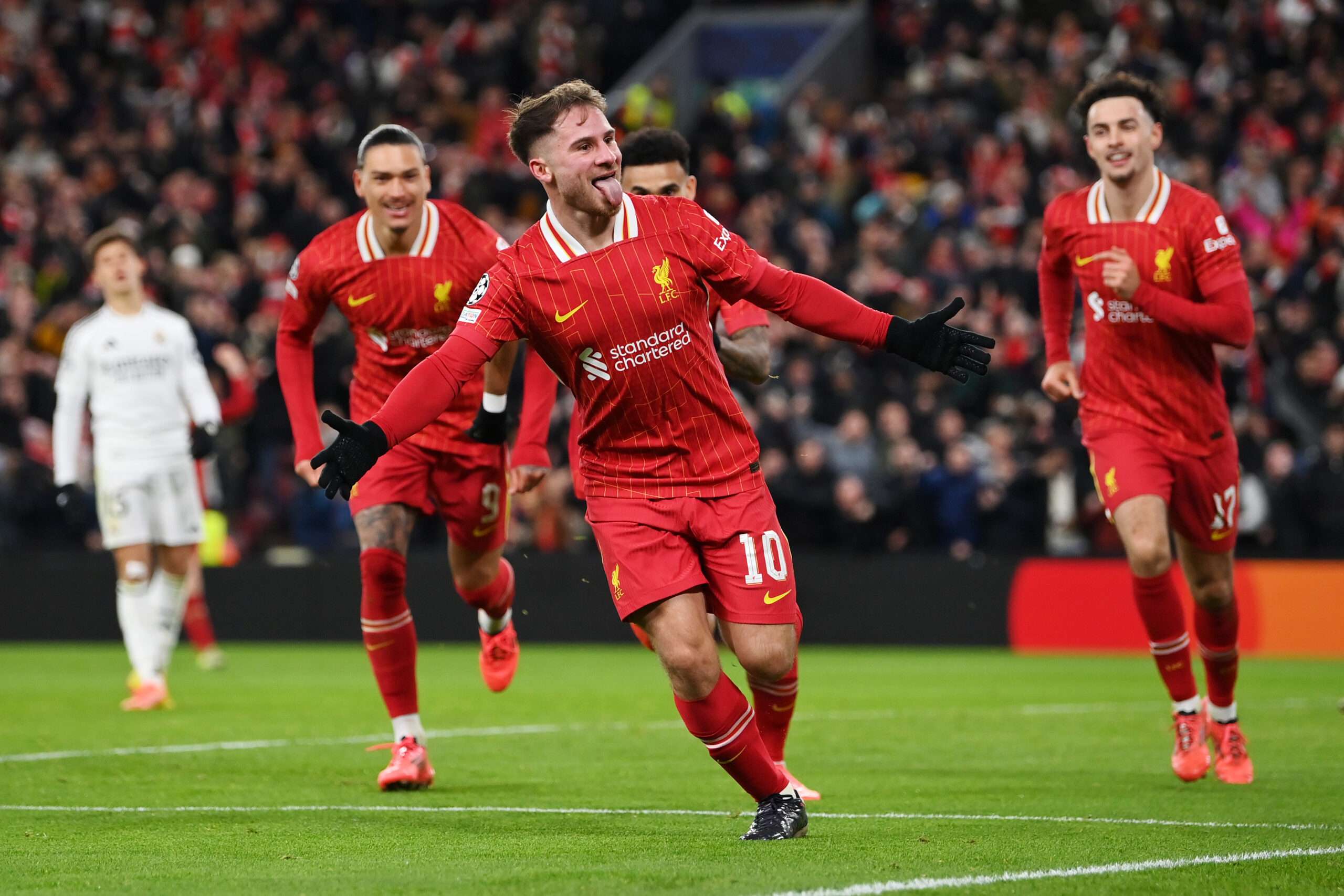 Mac Allister scores for Liverpool against Real Madrid