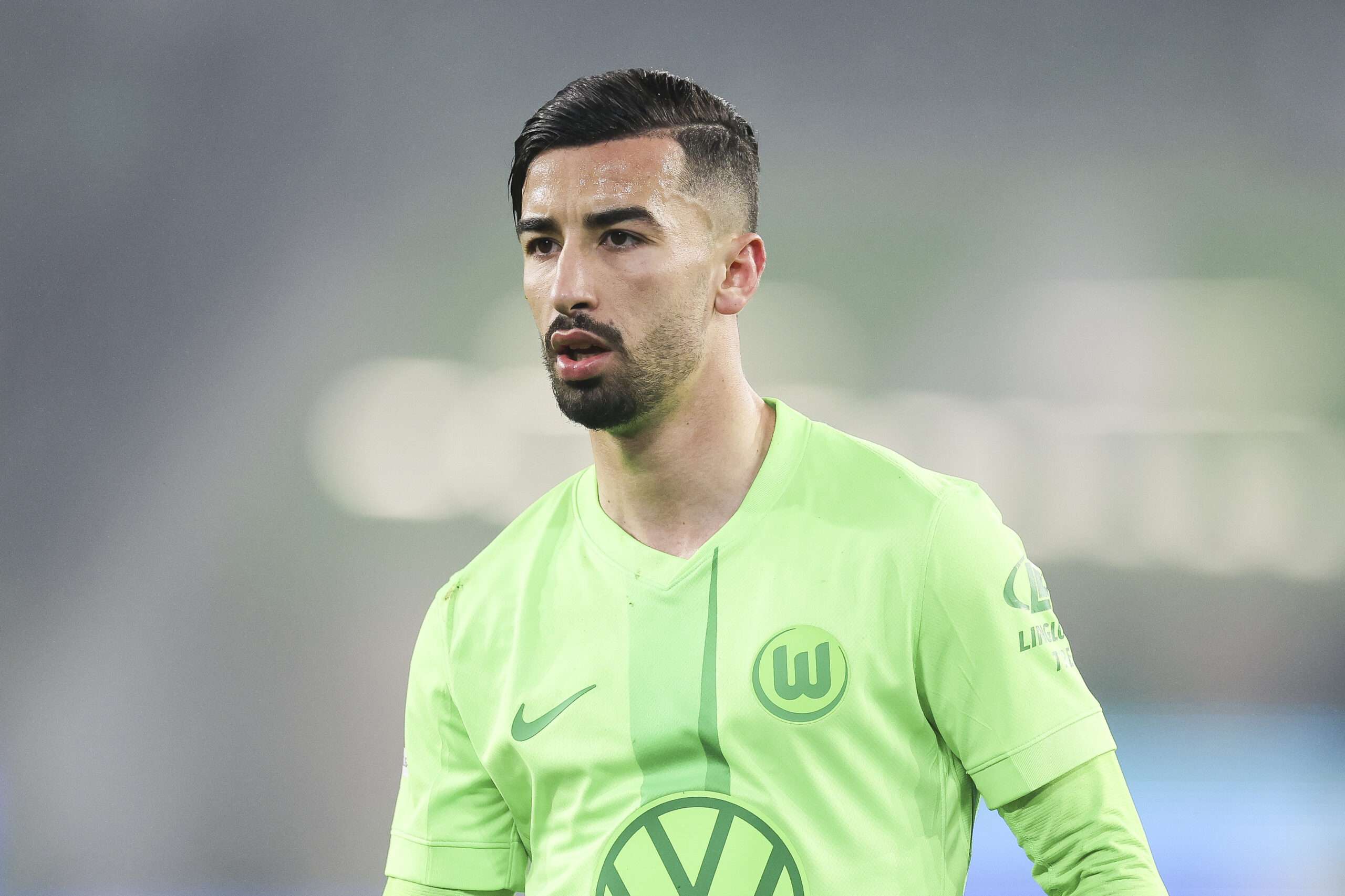 WOLFSBURG, GERMANY - JANUARY 14: Mohamed El Amine Amoura of VfL Wolfsburg looks on during the Bundesliga match between VfL Wolfsburg and Borussia Mönchengladbach at Volkswagen Arena on January 14, 2025 in Wolfsburg, Germany. (Photo by Maja Hitij/Getty Images)