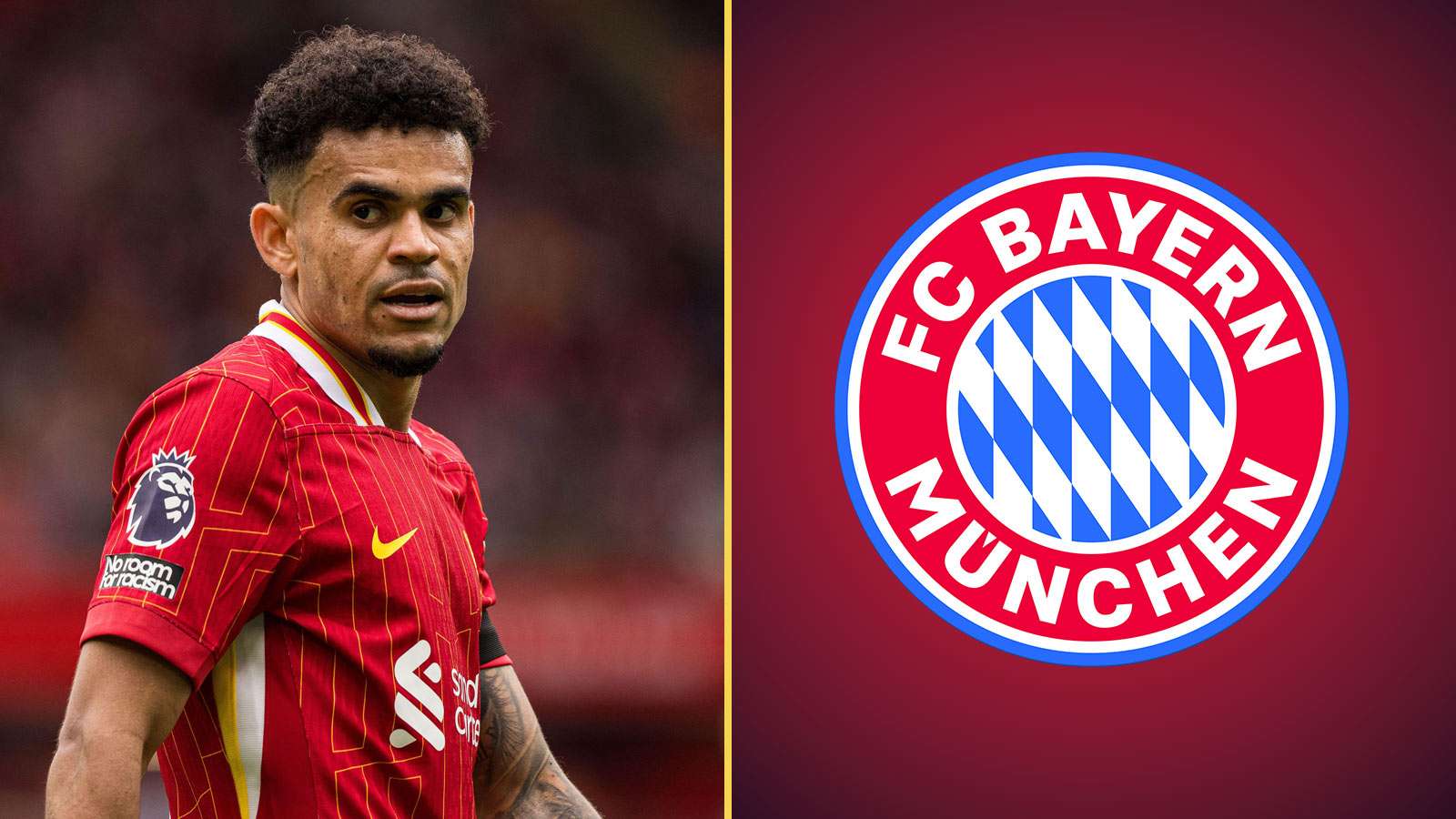Luis Diaz and Bayern Munich logo