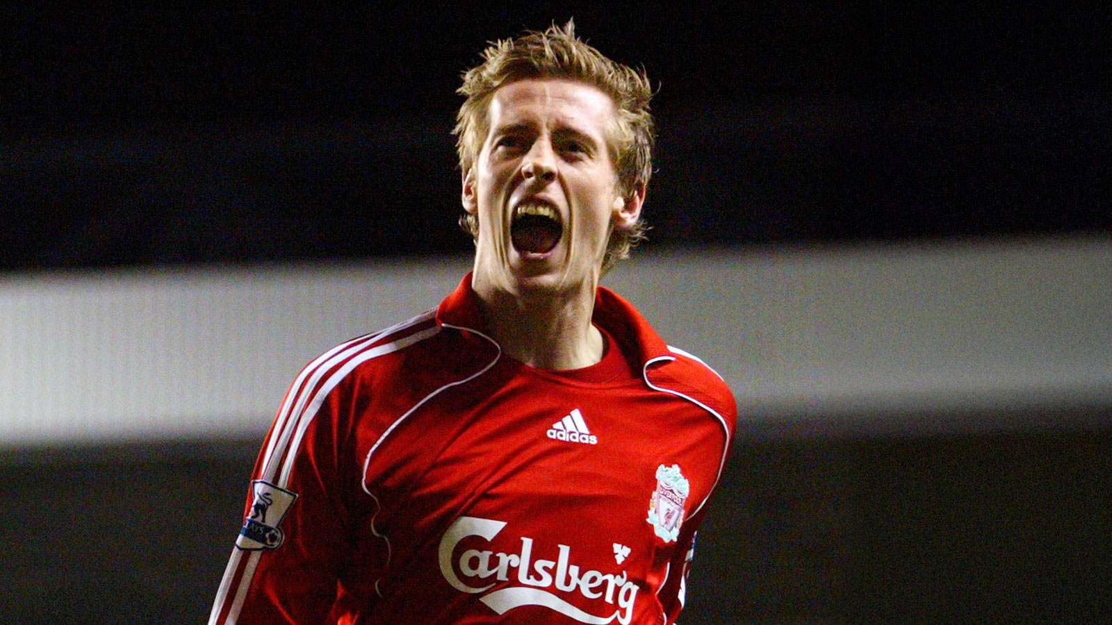 Peter Crouch celebrates a goal for Liverpool
