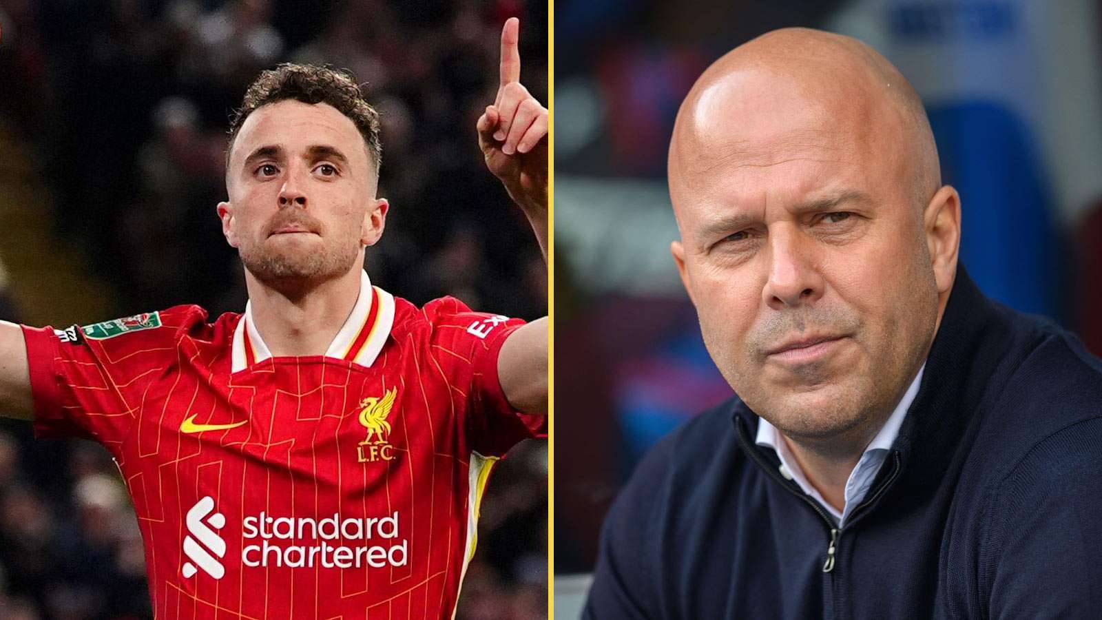 Diogo Jota and Arne Slot