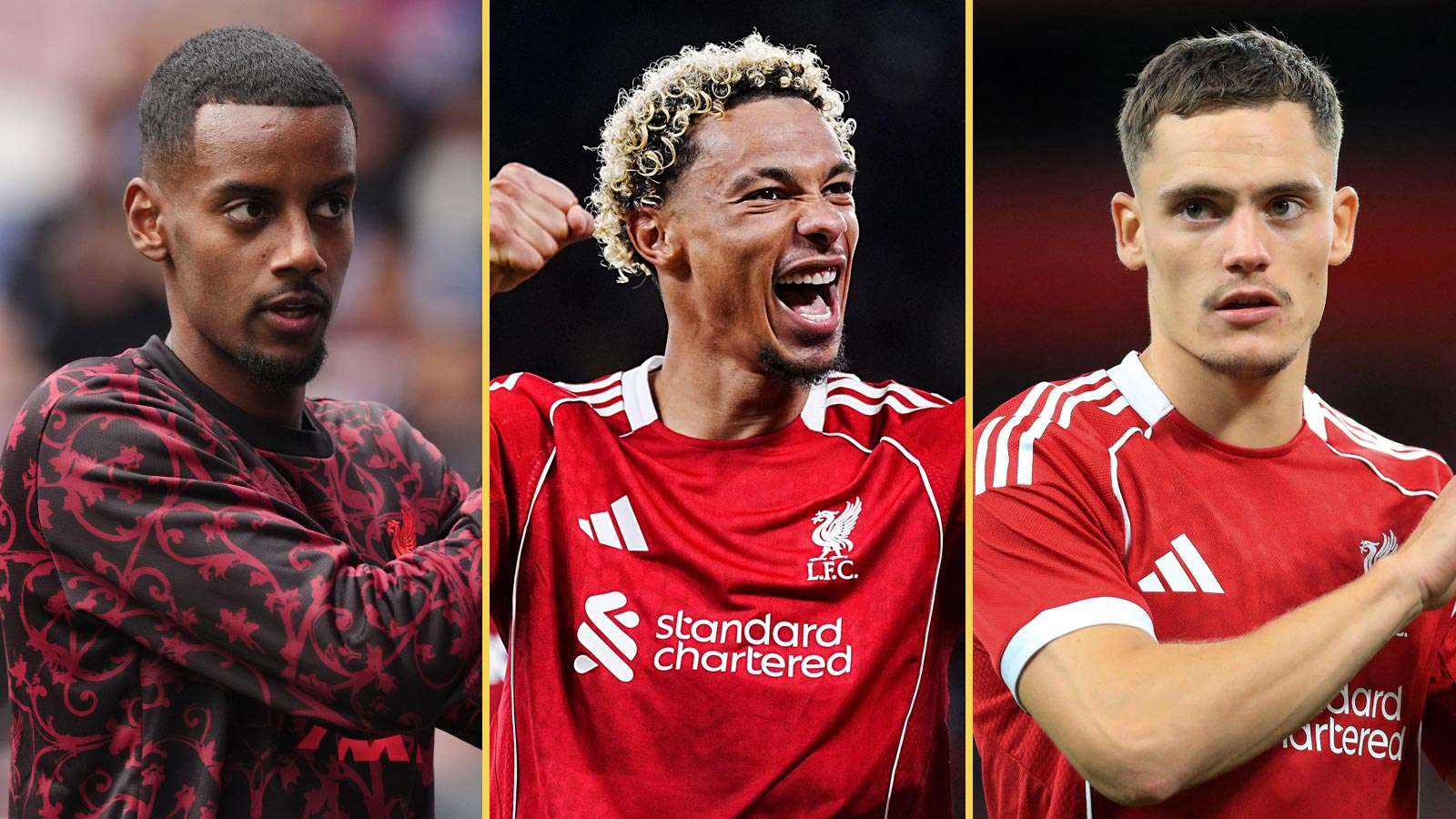 Alexander Isak, Hugo Ekitike and Florian Wirtz